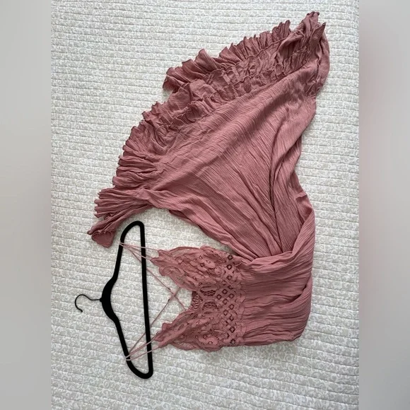 Free People Adella Maxi Slip Rose Pink Lace Dress - Picture 12 of 16